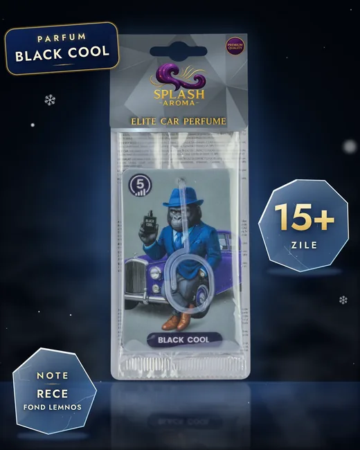 Odorizant auto Splash Aroma Black Cool: note de rece, fond lemnos