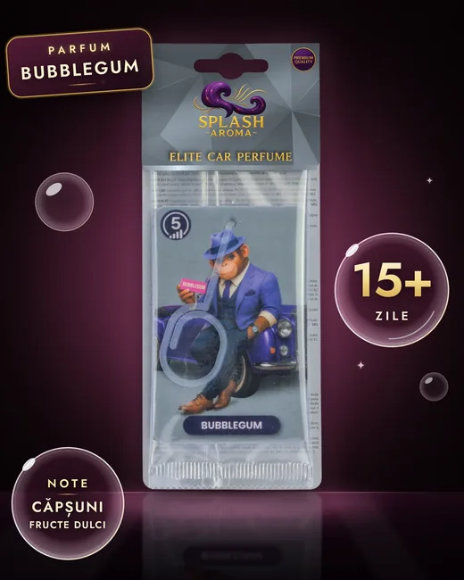 Odorizant auto Splash Aroma Bubblegum: note de căpșuni, fructe dulci