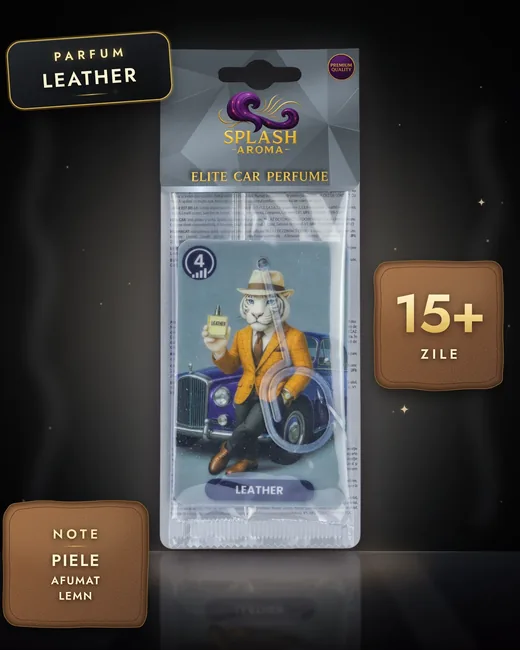 Odorizant auto Splash Aroma Leather: note de piele, afumat, lemn