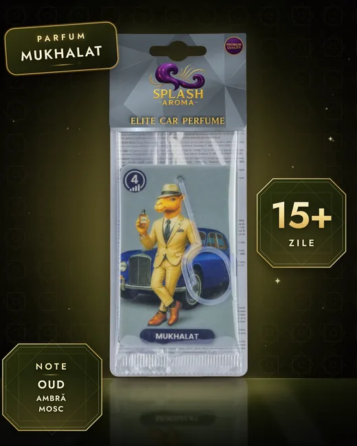 Odorizant auto Splash Aroma Mukhalat: note de oud, ambră, mosc